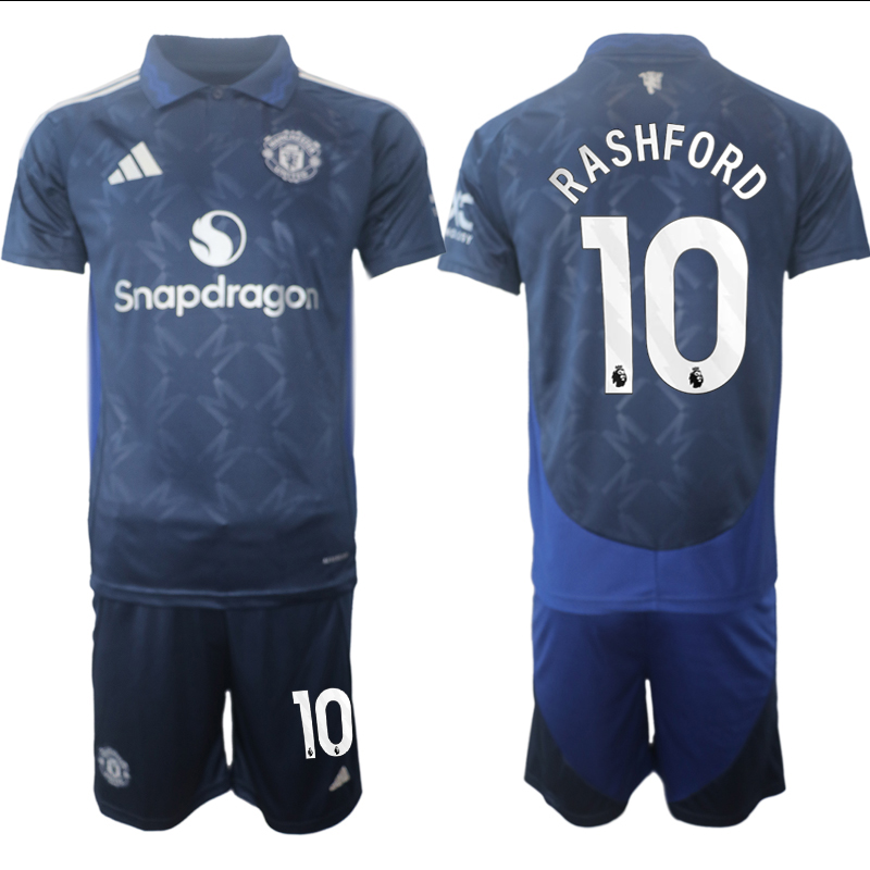 Men 2024-2025 Club Manchester United away blue #10 Soccer Jersey